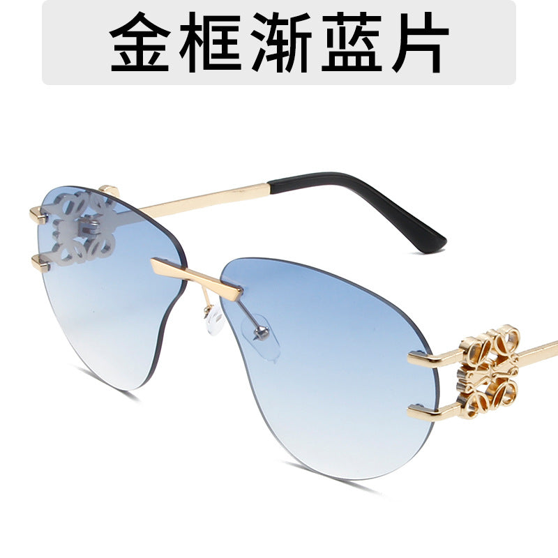 Wholesale Metal Frameless Shaped Sunglasses  Gradient Hip Hop Punk Sunglasses Suitable for Riding Cool Glasses